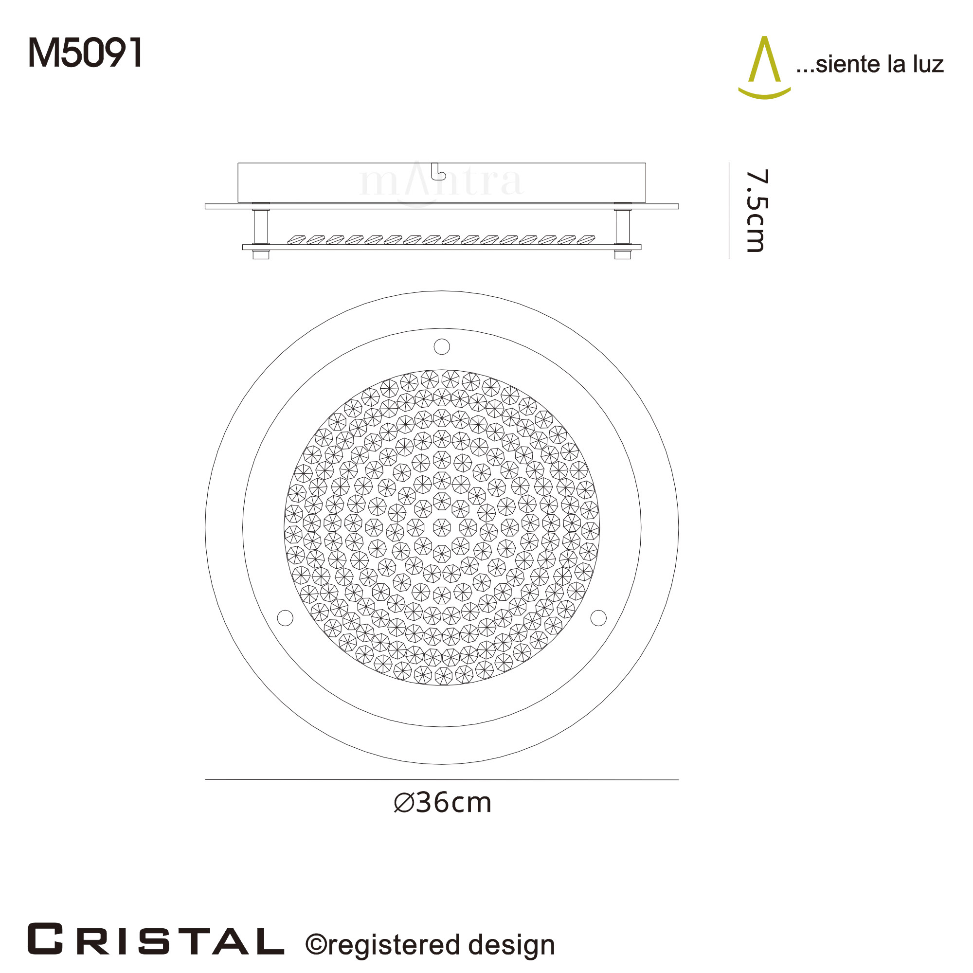 M5091  Crystal Flush Light 18W LED